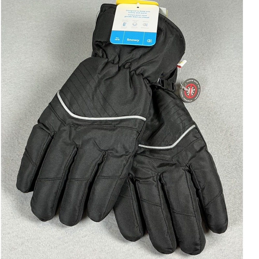 Hot Paws Snowy Adult XL Black Insulated Winter Snow Gloves NWT Reflective